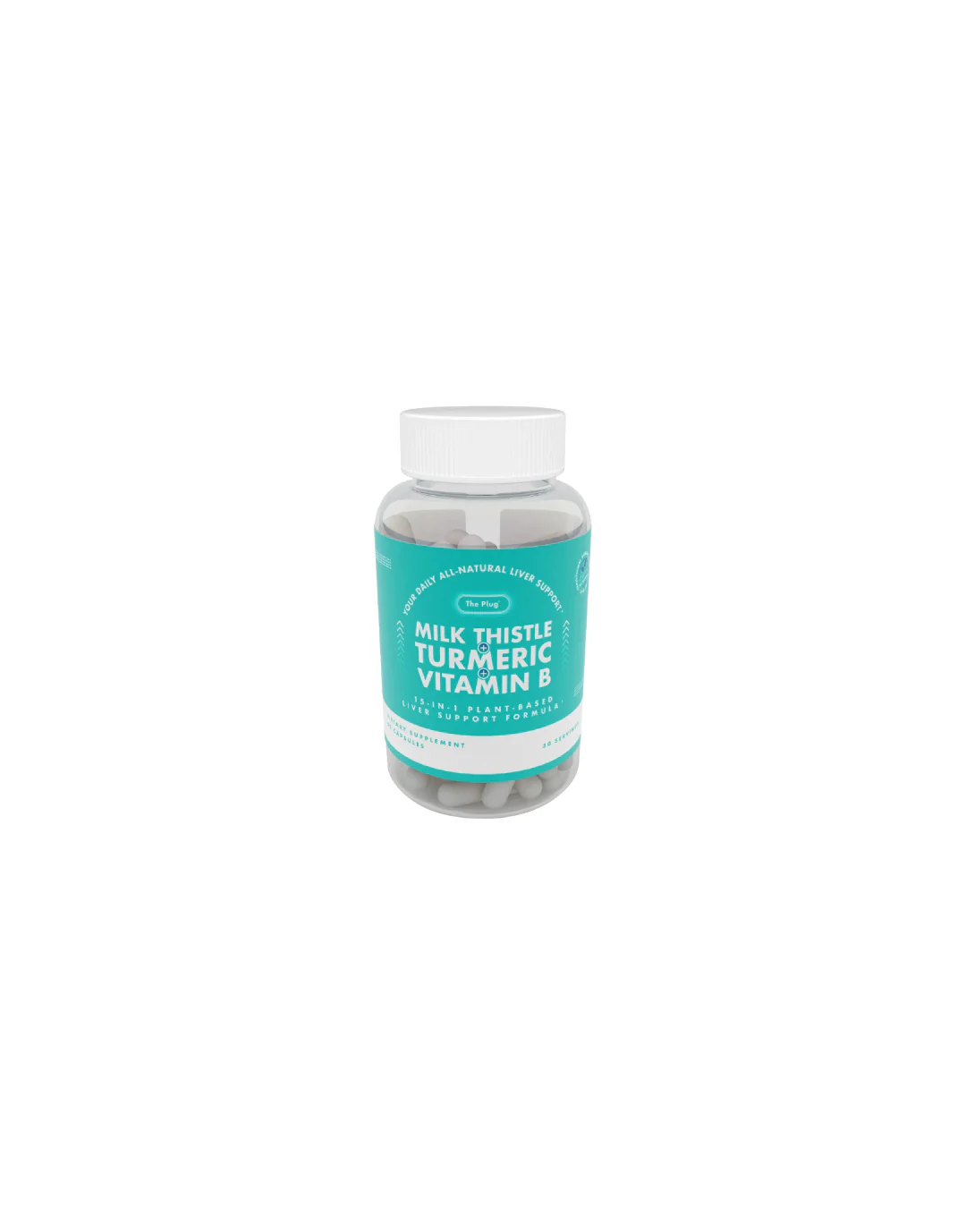 The Plug Pills Jar - Gut and Cholesterol Support | Caffeine Free, NON GMO and Gluten-Free | Korean Herbs 15-in-1 Advanced Formula with Milk Thistle, Turmeric, Dandelion and B Vitamins | Vegan and Plant-Based | 2 Servings = 4 Capsules Daily - Image 10