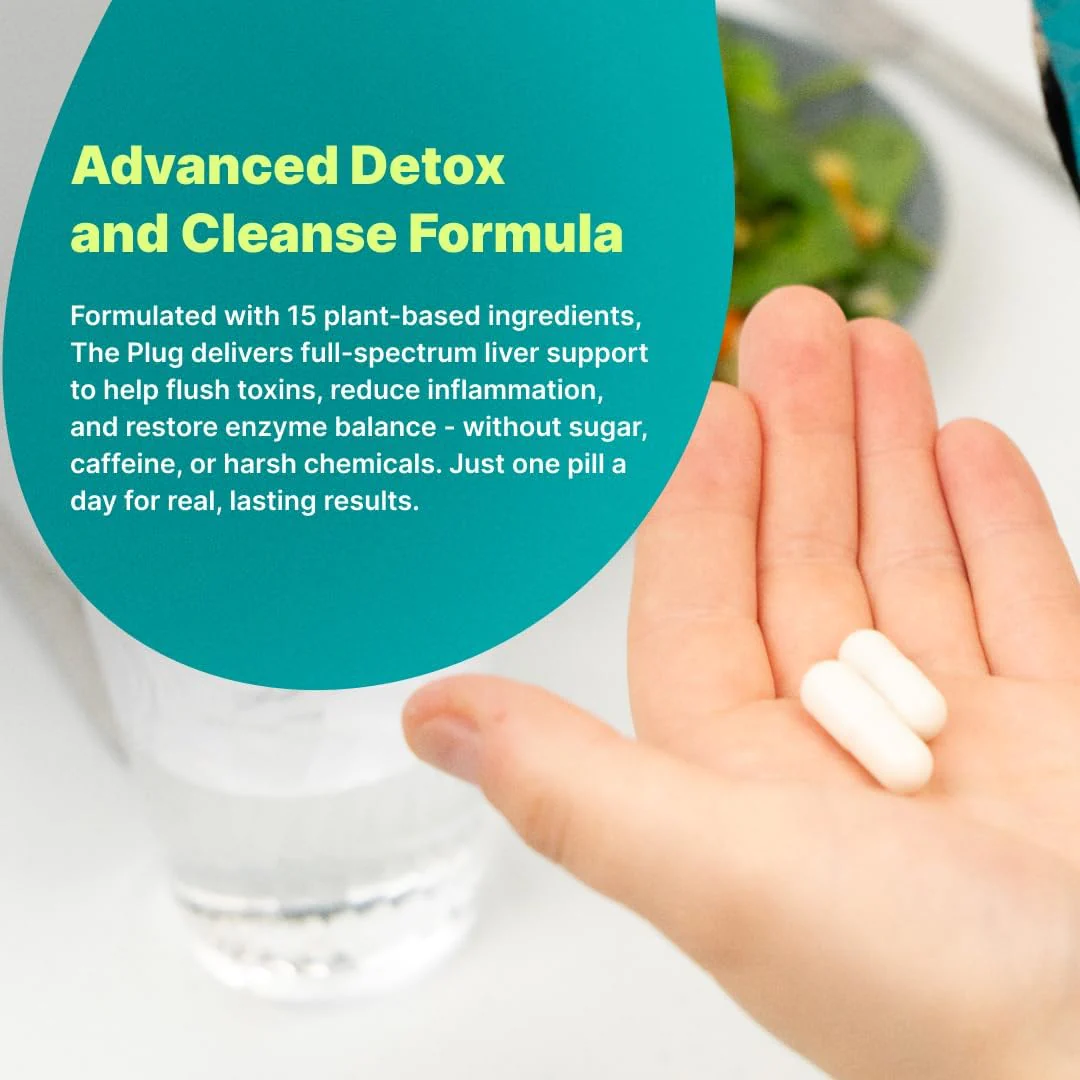 The Plug Pills Jar - Gut and Cholesterol Support | Caffeine Free, NON GMO and Gluten-Free | Korean Herbs 15-in-1 Advanced Formula with Milk Thistle, Turmeric, Dandelion and B Vitamins | Vegan and Plant-Based | 2 Servings = 4 Capsules Daily - Image 9